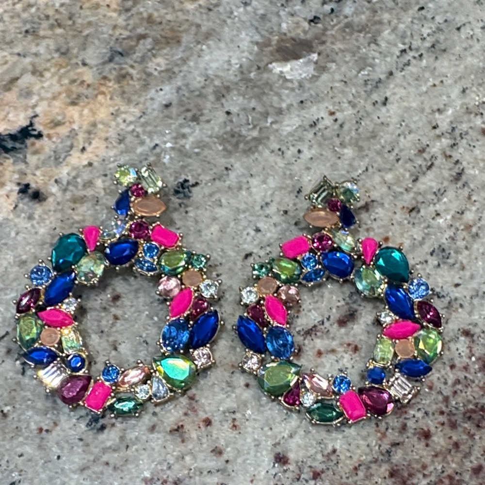 J. Crew Multicolor Gemstone Hoop Earrings